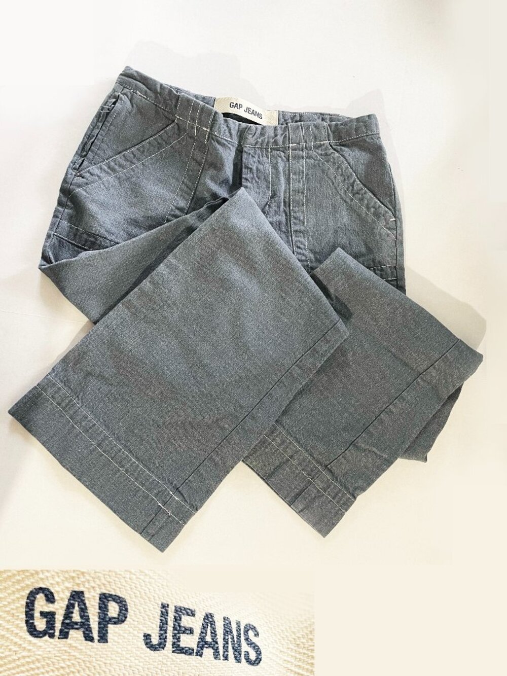 Gap Jeans Vintage 2001 Grey Wide Flare Utility Denim Workwear Grunge | Size 2